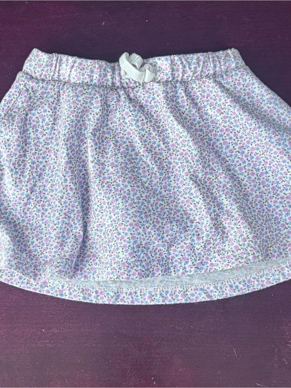 Cat & Jack Kids Floral Print Skort - White with Pink and Blue Flowers, Size 3T